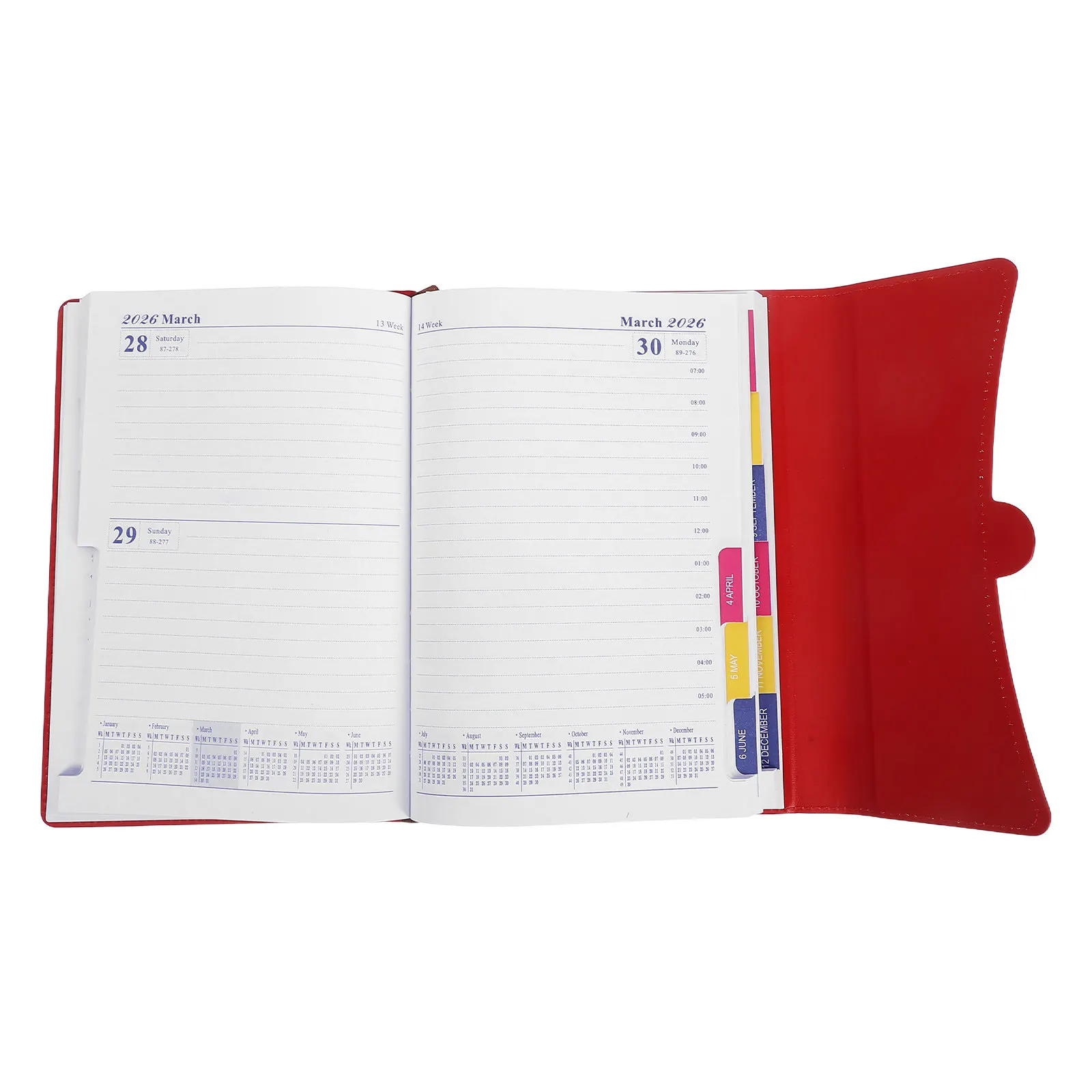 2026 Yearly Planner Notebook Calendar Journal Portable Compact Design Monthly Index Tabs Stylish PU Cover for Academic Personal