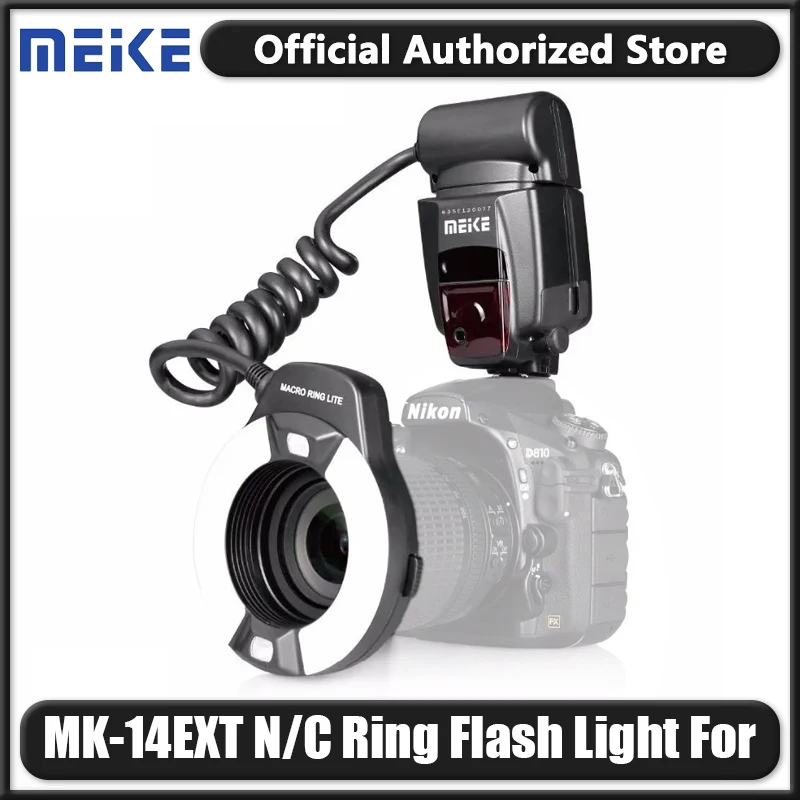 MEIKE MK-14EXT-N/C Ring Flash Light Speedlite GN14 For Nikon Canon TTL Macro D80 D300S D600 D700 D800 D800E D3000 D3100 D3400