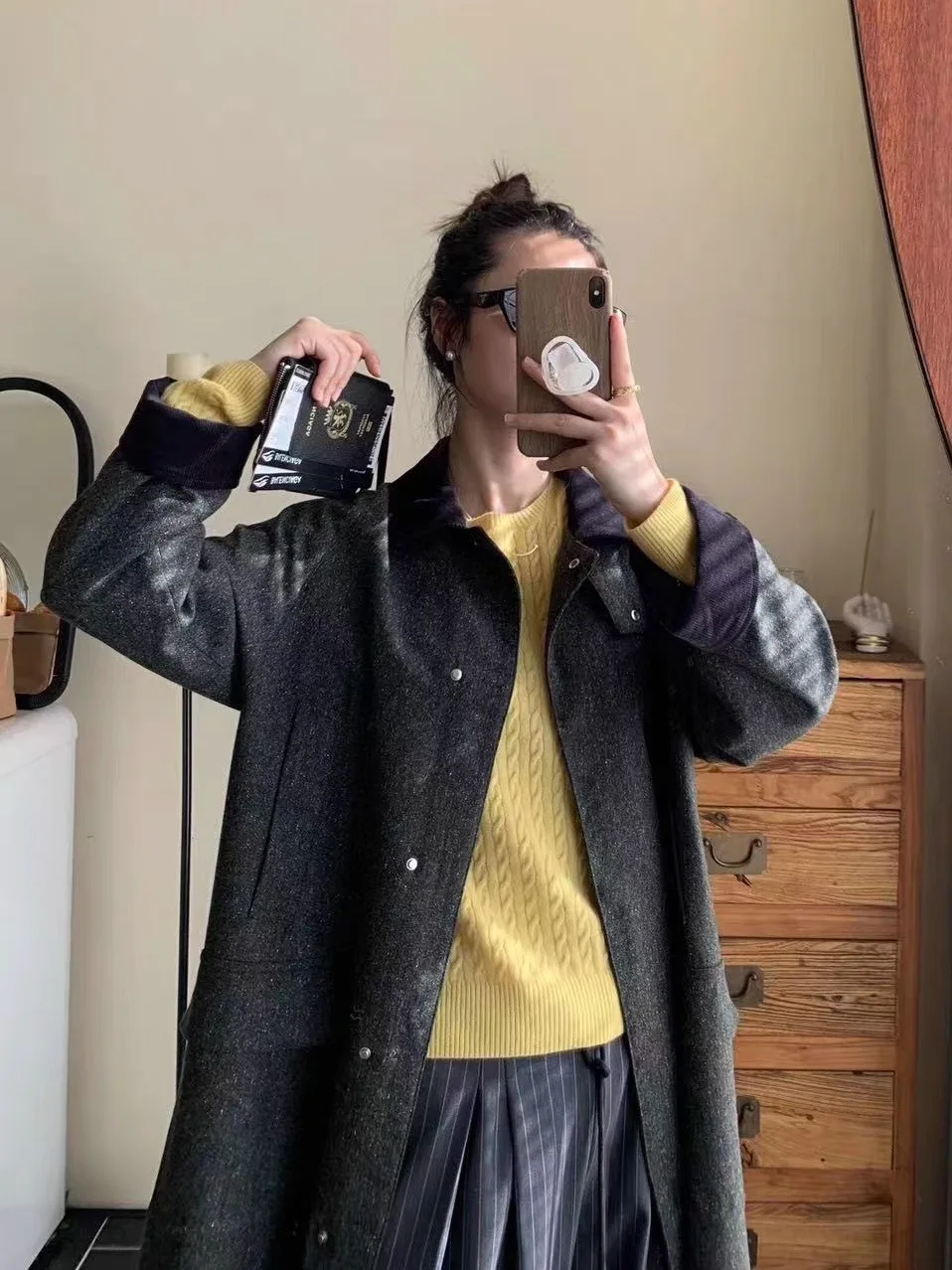 

Женское пальто HaiSeo Marzotto с узором «Снежинка», из тканого шелка и шерсти, мягкое, в корейском стиле, прямого кроя