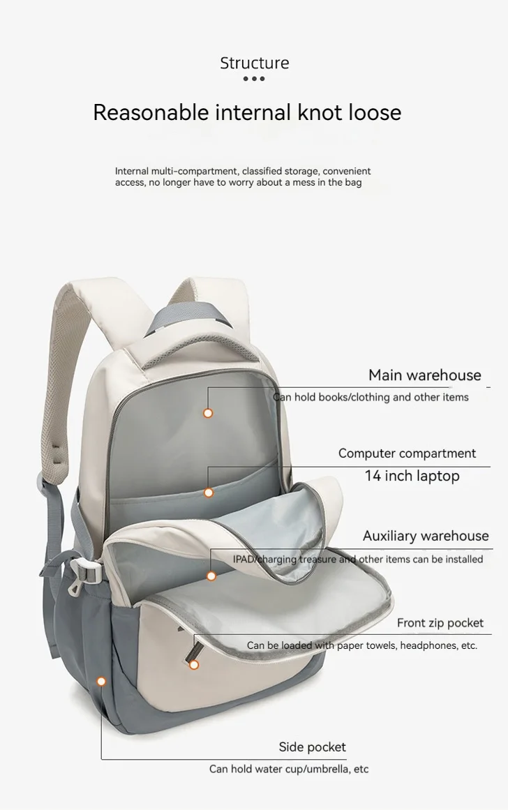 Large Capacity Lightweight and Simple Travel Canvas Backpack, Nylon Waterproof Casual Backpack, 15/16 Inch Laptop Backpack