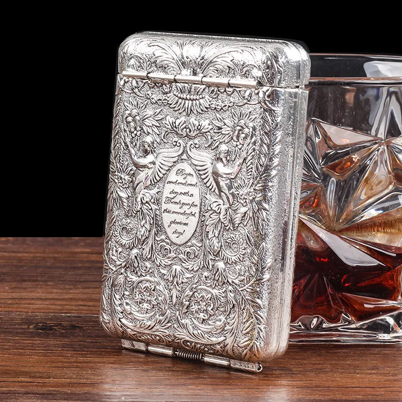 Vintage Metal Hand-carved Cigarette Case for 14 Cigarettes Portable Peaky Blinders Shelby Zinc Alloy Cigarette Box Smoking Tools