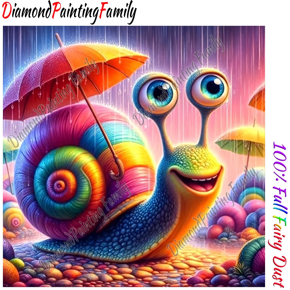 Diamond Painting Family Full Fairy Dust Diamond Art Colorful Snail Crystal Resin Mosaic Painting Kit AB Drill Cross Stitch Set view 3