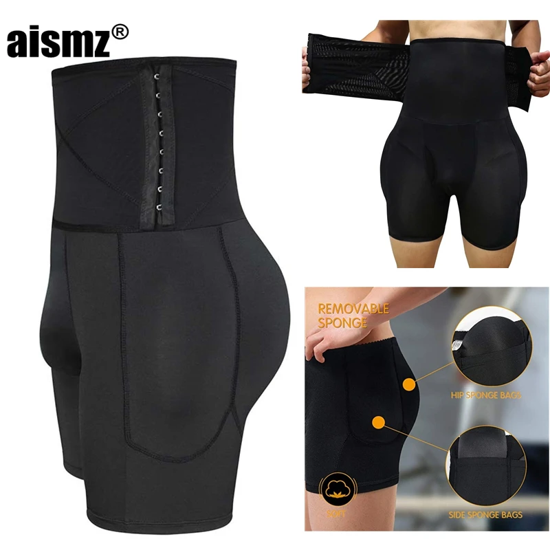 

Aismz Fitness Slimming Belt Sheath Belly Tummy Control Thigh Shapewear Hook Waist Men's Padded Underwear Butt Lifter Underwear