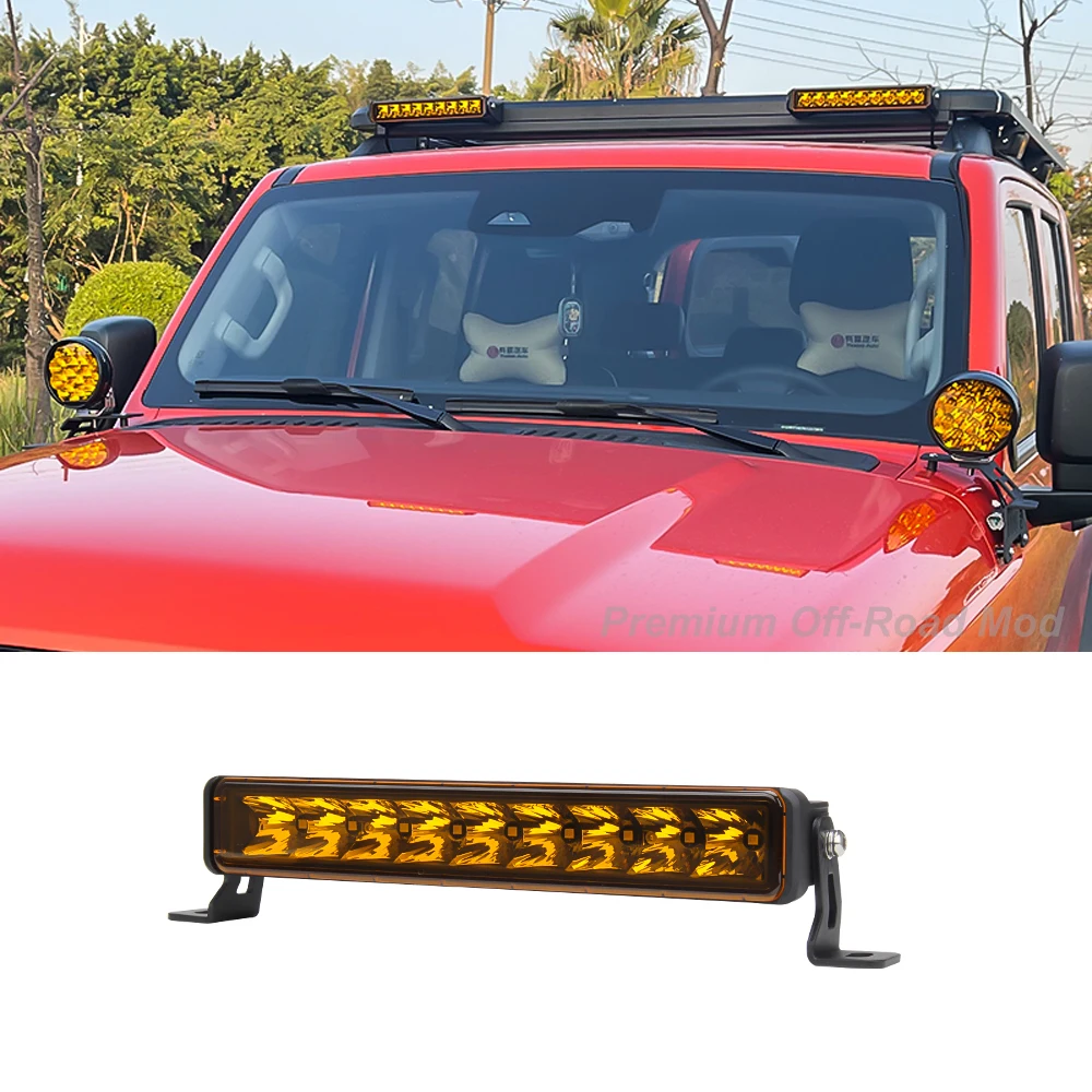 For 2021-2025 Off-road Vehicle Spotlight Grille Modified LED Strobe Super Bright Driving Bar Light Tank 300 Roof Rack Light