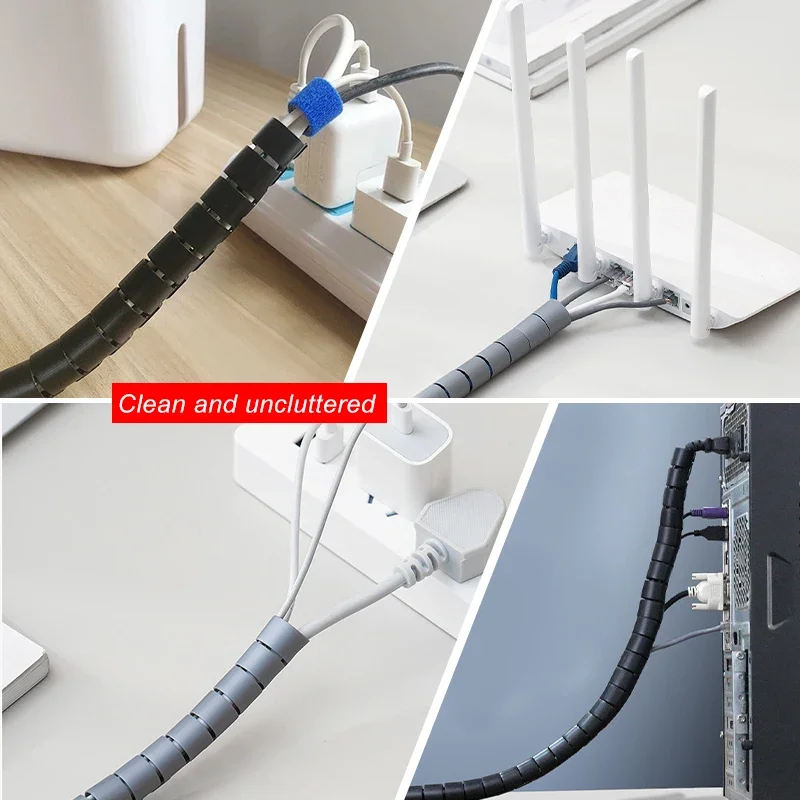 8/10/16mm Cable Wire Protector Spiral Wound Flexible Wire Organizer Office Cord Sleeve Cover Easy To Cut And Adjust Length image 4