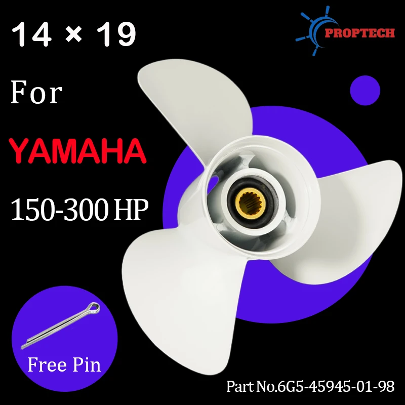 14x19-M Boat Propeller for Yamaha 150 175 200 220 225 250 300HP Outboard Engine 3 Blade 15 Spline Marine Aluminum Alloy Screw
