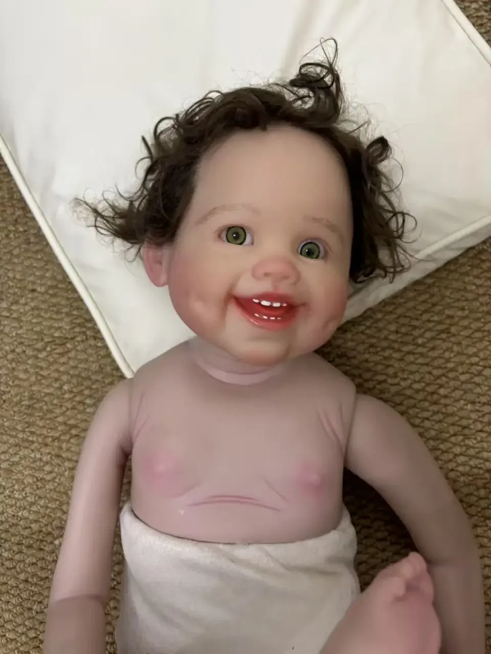 EGO クリアランス 32 インチ リボーン ベビー ディンプル 手根付き髪付き すでに完成した人形 ドレスなし