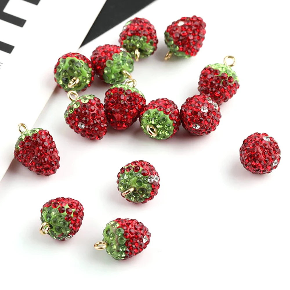 

15Pcs Strawberry ShapeCharms Hand Made Jewelry Findings Components Pendant for Diy Bracelet Earrings Jewelry Accessories