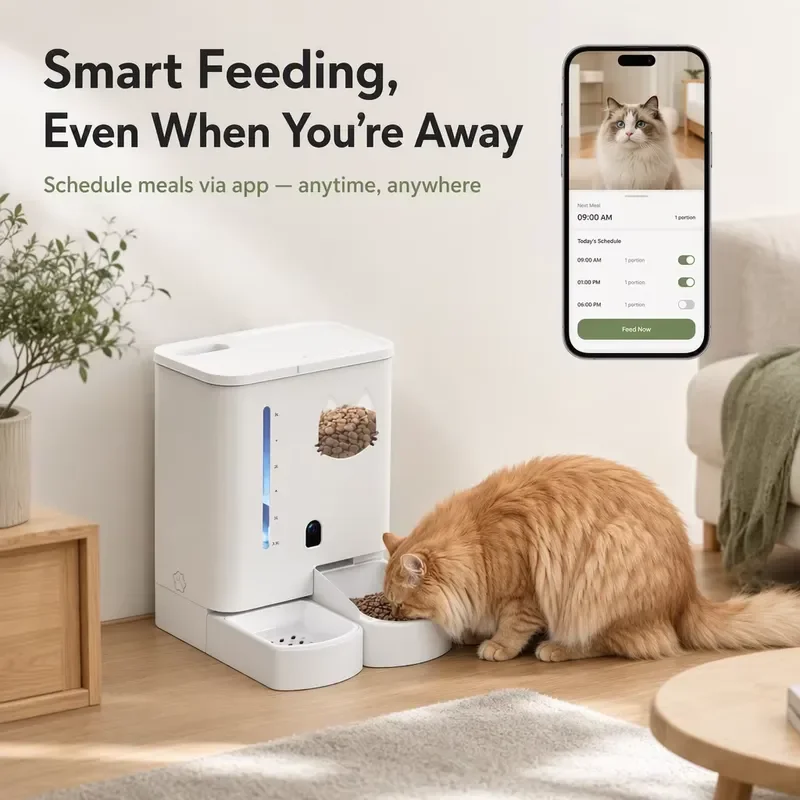 Automatic Smart Pet Feeder Large Capacity Integrated Food Water Dispenser Battery Powered Suitable for Cats and Dogs Smart
