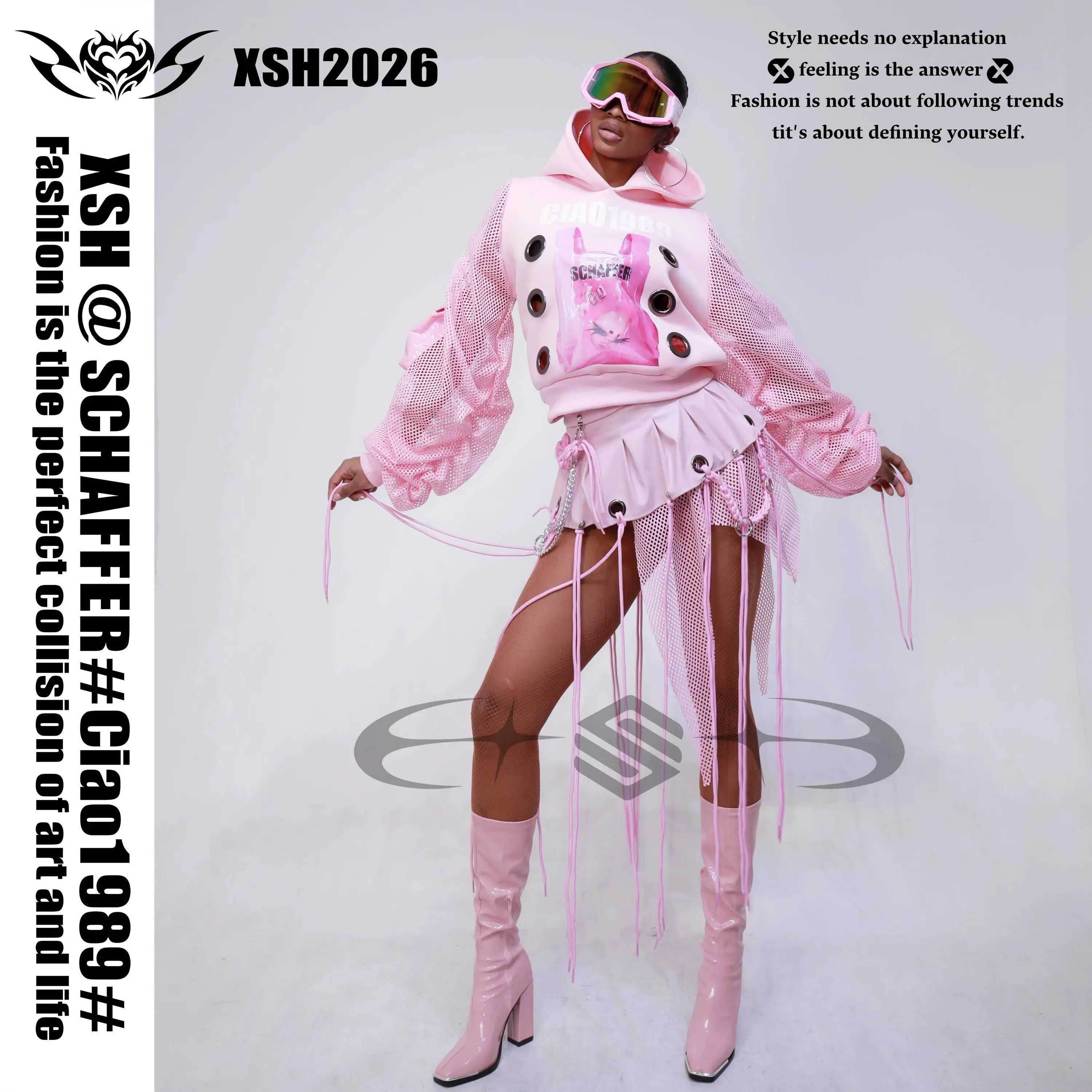 Halloween Nightclub Bar Female GOGO Pink Sports Style Short Coat Tassel Short Skirt Sweet Cool Female Ds Stage Performance Dress view 3