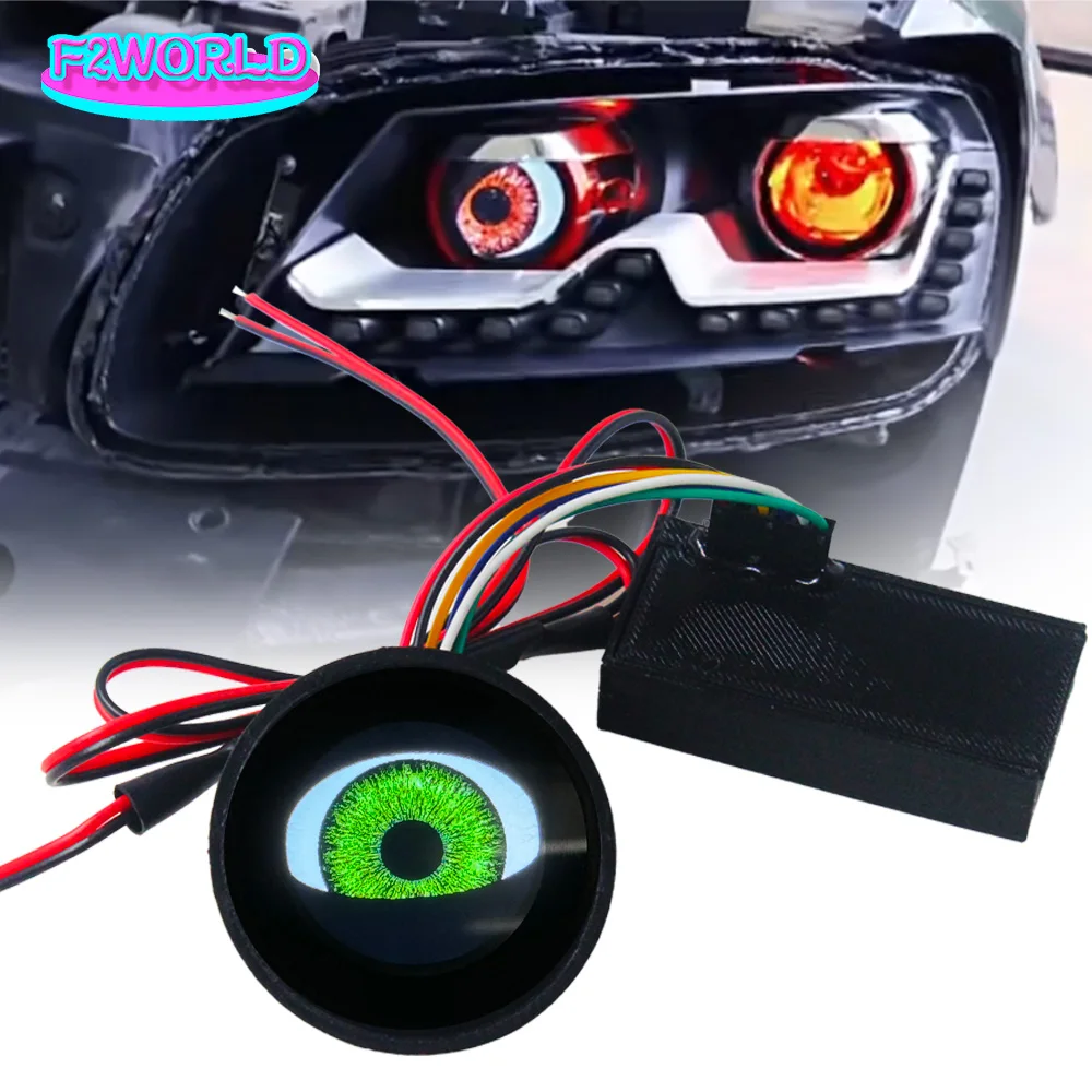 

1/2PCS LED Devil Eyes Blinking Light Car Headlight Special Ambient Light WiFi Control Interior Decor Red/Green/Ice Blue 4 Modes