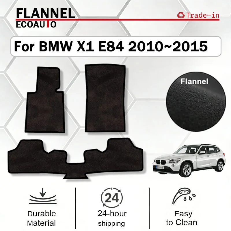 

ECOAUTO Flannel Car Floor Mat For BMW X1 E84 2010~2015 Rugs Panel Footpads Carpet Cover Anti-slip Foot Pads Auto Accessories
