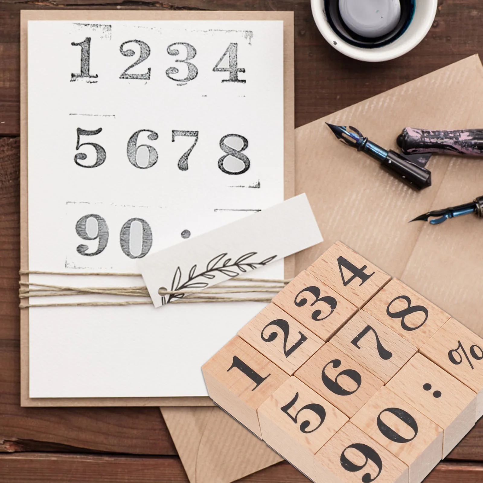 

32Pcs Wood Stamps Set Number Month Week Design Ideal for Cards Scrapbook DIY Crafts Stationery Decoration Supplies