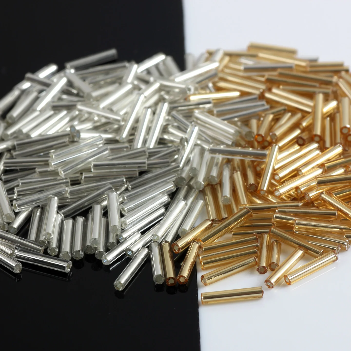 OlingArt Glass Seed Beads Mixed Color 400pcs Silver Color Lined Bugle Bead 9x1.8mm Tube  DIY Bracelet Jewelry Making