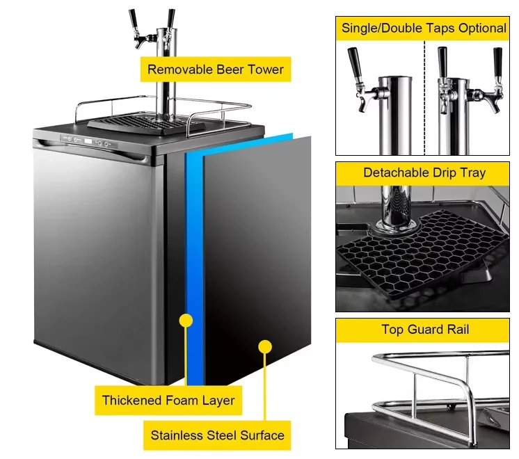 With Two Tap Beer Tap With Wheels / Beer Cooler/ Kegerator Beer Dispenser