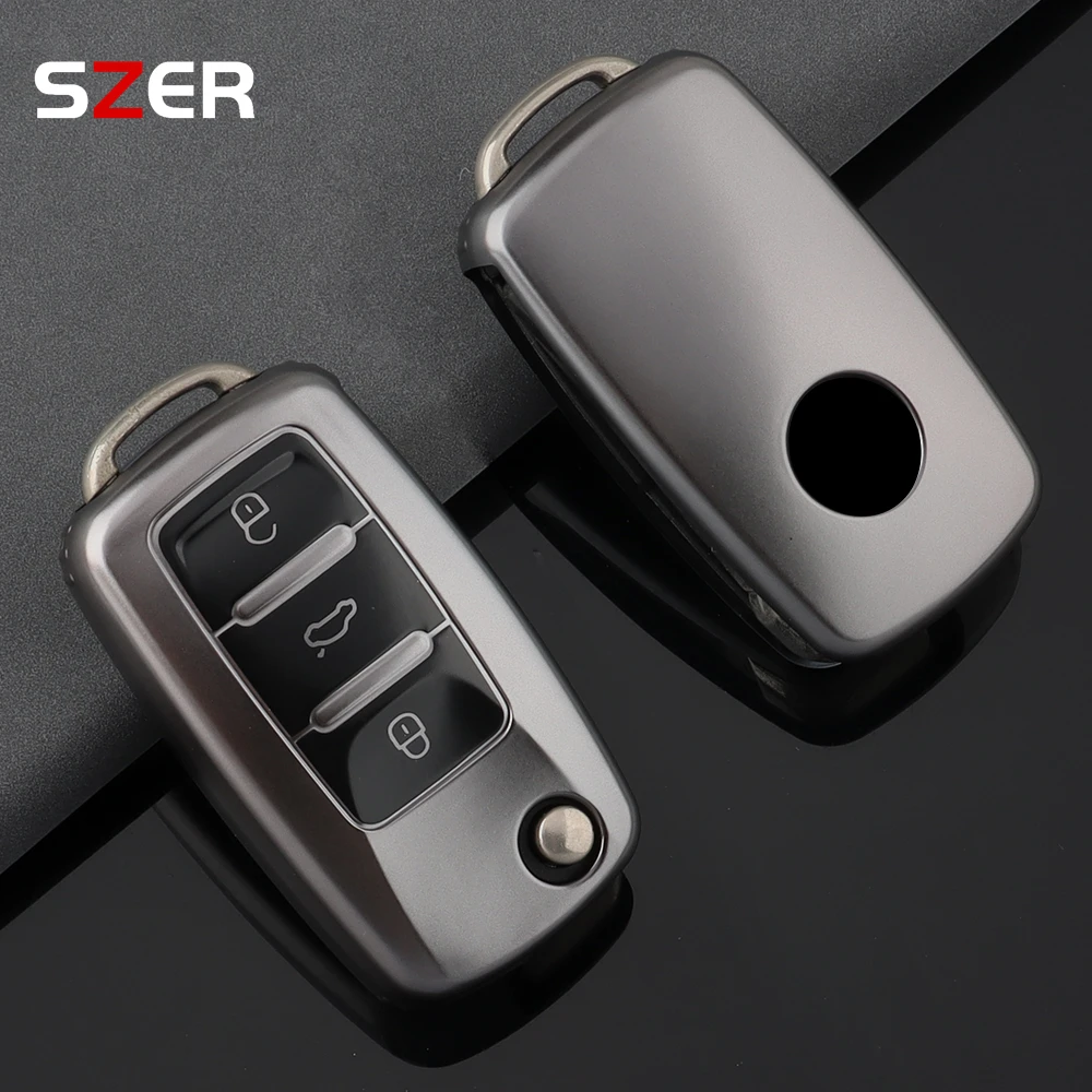 2 3 BTN TPU Car Flip Key Case Cover Shell For VW Volkswagen Amarok Polo Golf 4 5 6 MK4 Bora Jetta Altea Alhambra Passat B5 B6 B7 view 3