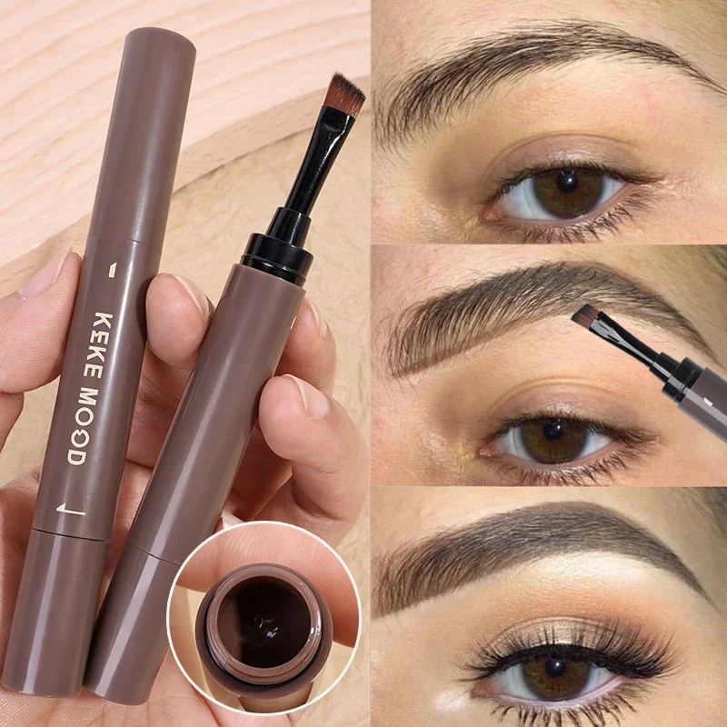 Contouring Eyebrow Cream Pen with Brush Makeup Waterproof Natural Matte Eyeliner Lying Silkworm Gel Non-smudge Setting Cosmetics