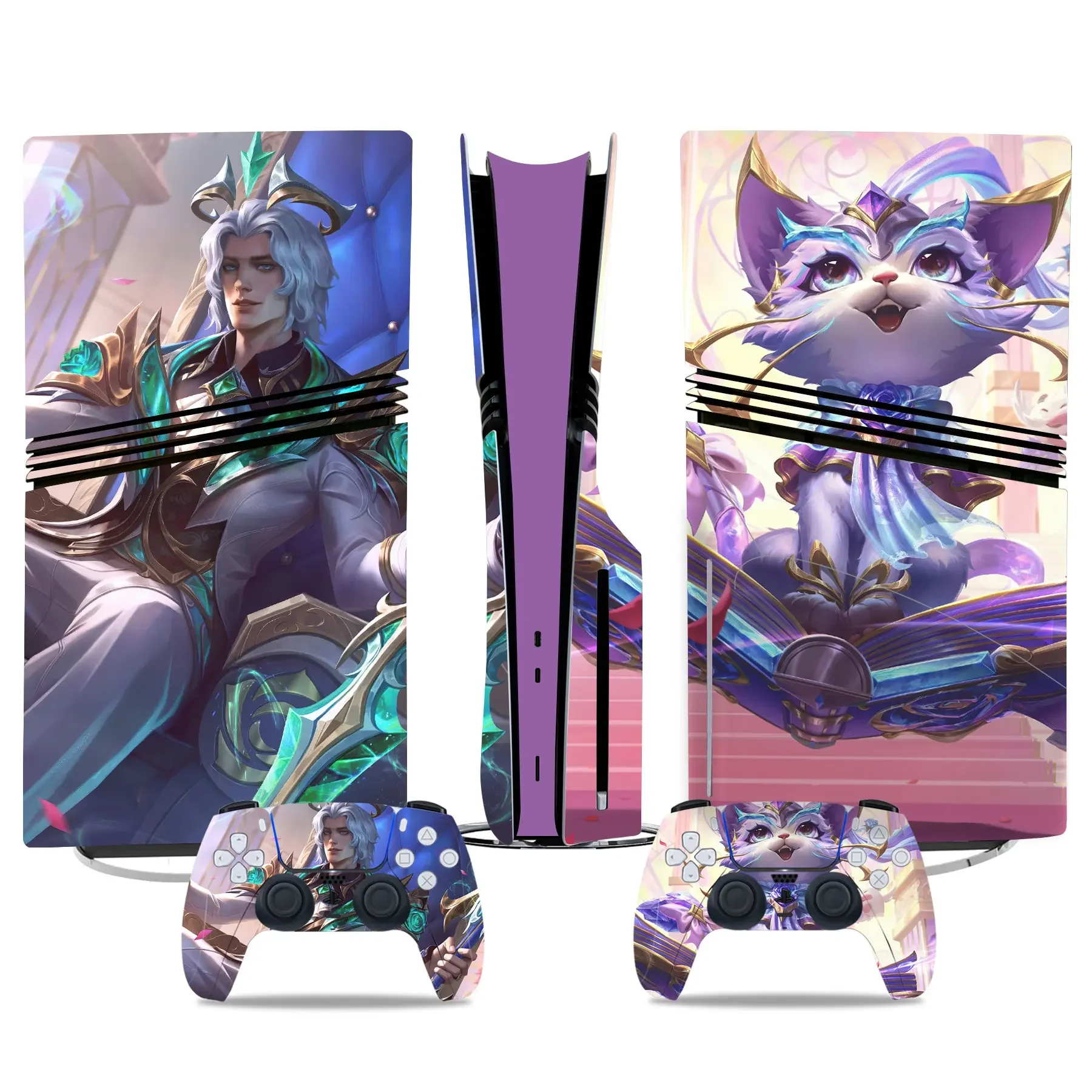 Anime girls designs for PS5 Pro Disc Skin Cover Protector Vinyl Sticker For PS5 pro disk Console and 2 Controller Skin sticker