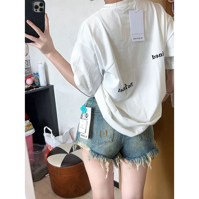 

Американские ретро горячие девушки Джинсовые орты Женские летние тонкие брюки с высокой талией Тонкие широкие брюки трапециевидной формы Модные брюки Ins ort