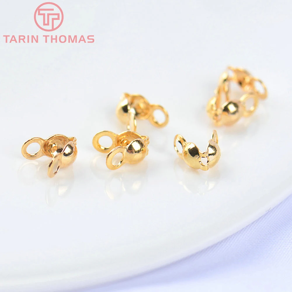 (5514)50PCS 2.5x4MM 24K Gold Color Brass Bracelets End Clasps Clip Bead Clasps Clip Wire Clasp Jewelry Findings Accessories