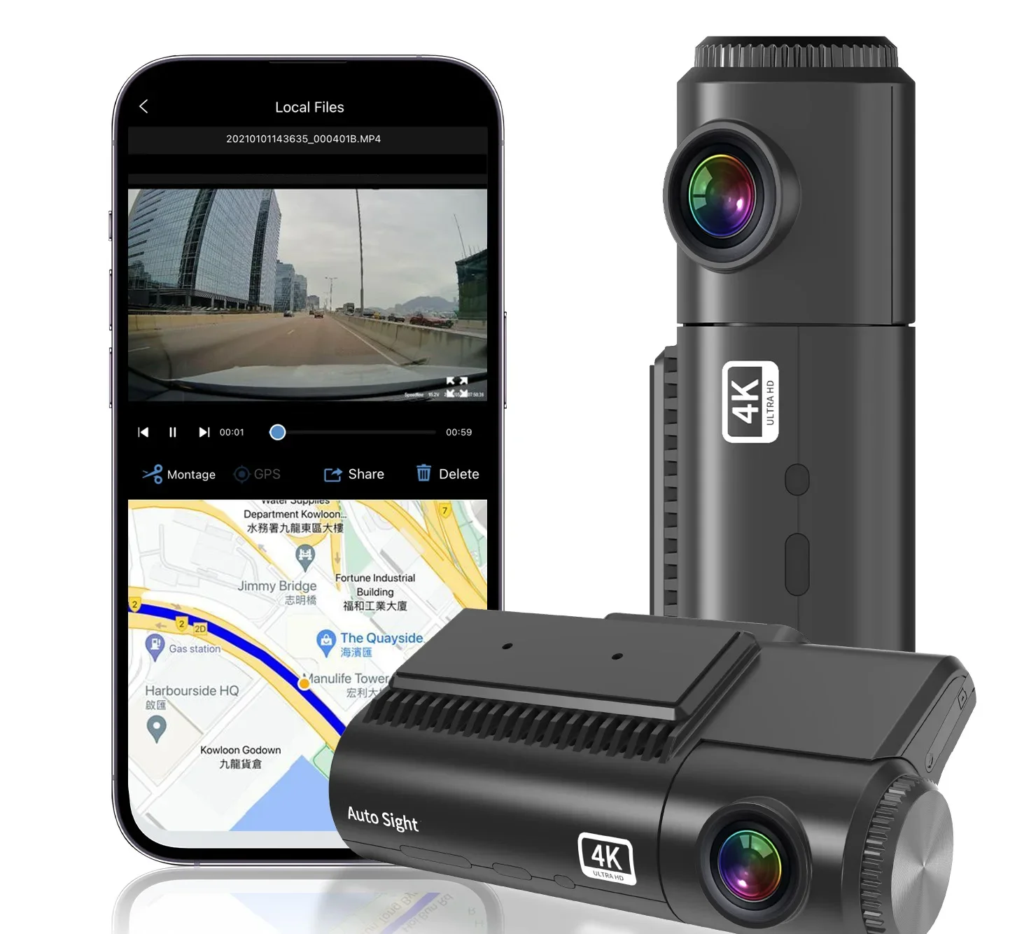 Auto Sight 4K UHD Resolution Dashcam HDR WDR Parking Starvis 2 Blackbox With Front & Rear Recording 1-Year Warranty