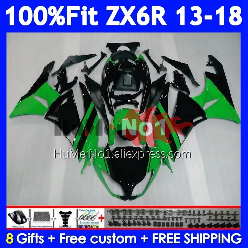 Body For KAWASAKI NINJA ZX 6R 636 ZX-6R 209No.14 ZX6R 13 Stock green 14 15 16 17 18 2013 ZX636 2014 2015 2016 2017 2018 Fairing