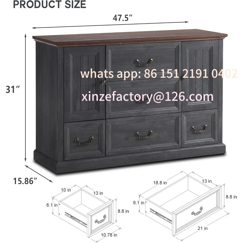 

Customizable Farmhouse 5 Drawers Dresser for Bedroom, Wood Rustic Storage Organizer Closet Chest, Chest of Drawers w/Groove Barn