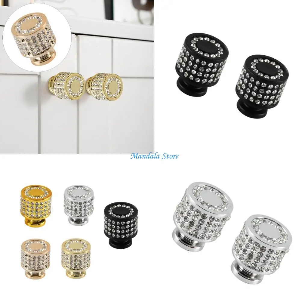U2JC 2Pcs Lightweight ABS Drawer Handles Adorned with Sparkling Stone Aspets Gift