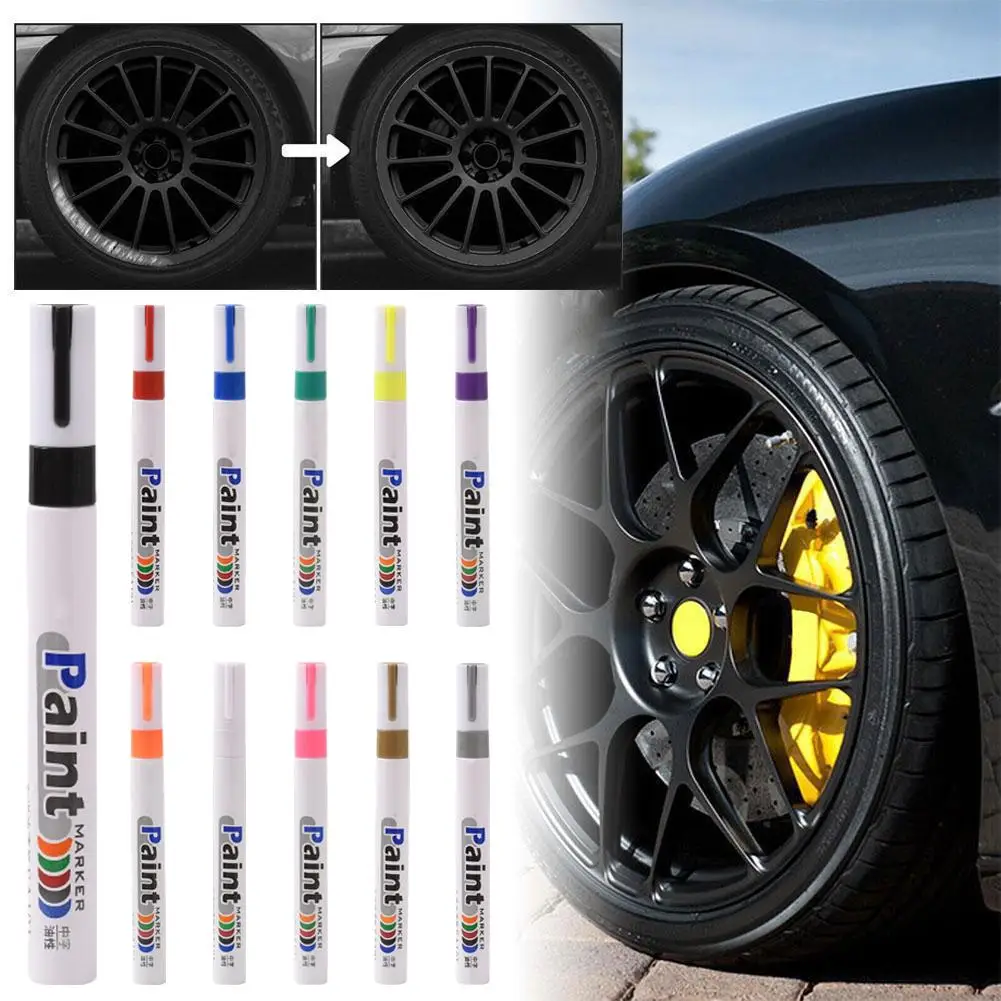 Tire Paint Pen Wheel Tire Oily Mark Pen Permanent Paint Touch Tools Body Repair Up Marker Graffiti Paint Car T6J5