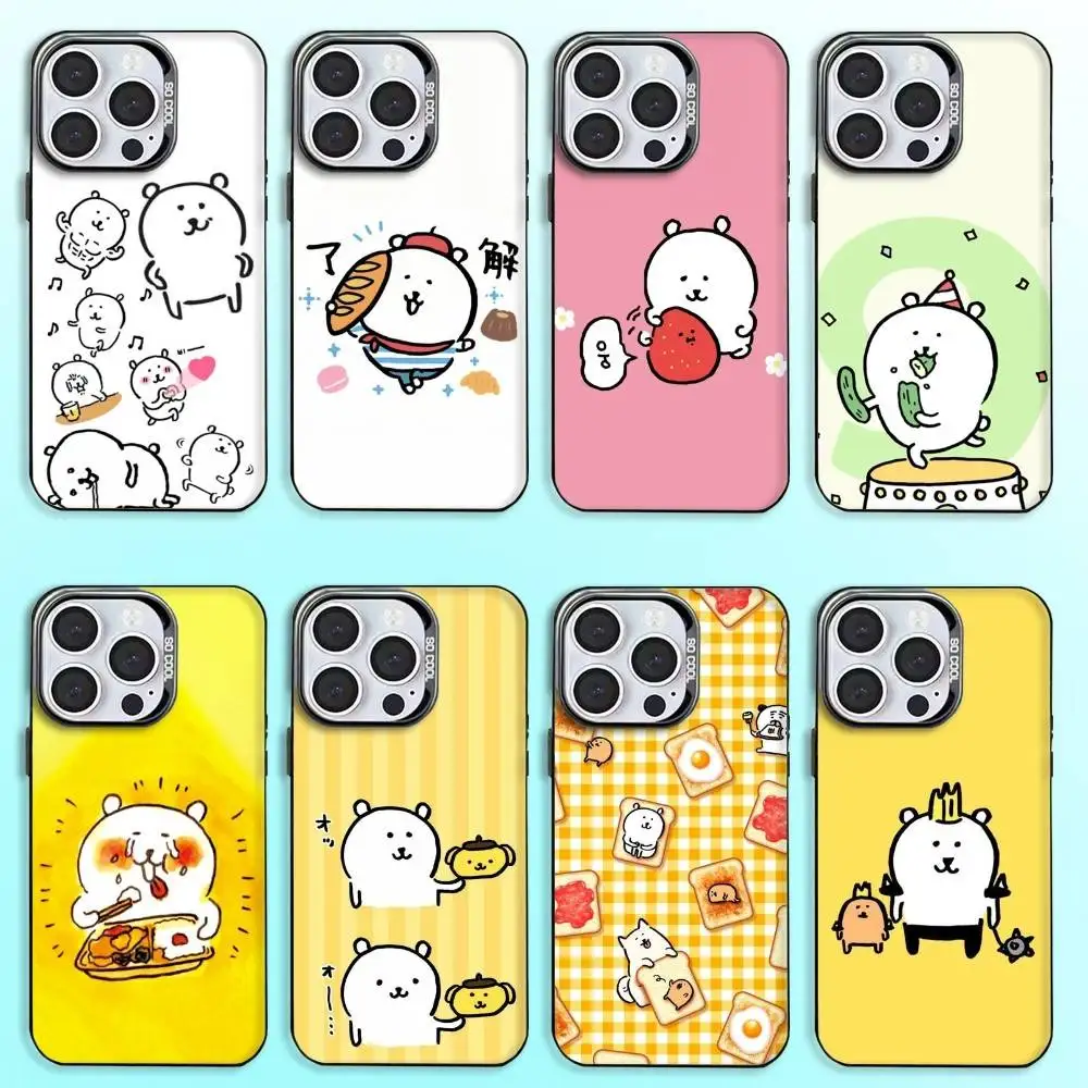 

Cute J-Joke Bear Phone Case For iPhone17,16,15,14,13,12,11 Plus,Pro Max Colored Silver Plated Inside Cover