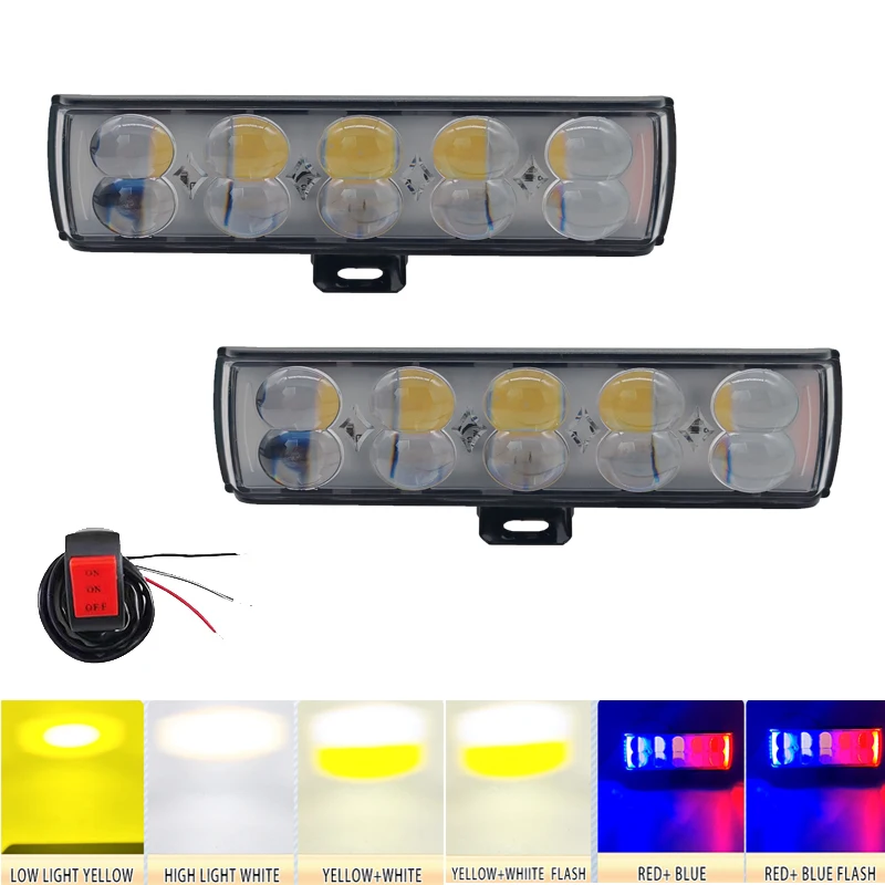 

Motorcycle LED Auxiliary Driving Fog Lights White Amber With Colorful DRL Spotlight Offroad Projector Work Light For Truck SUV