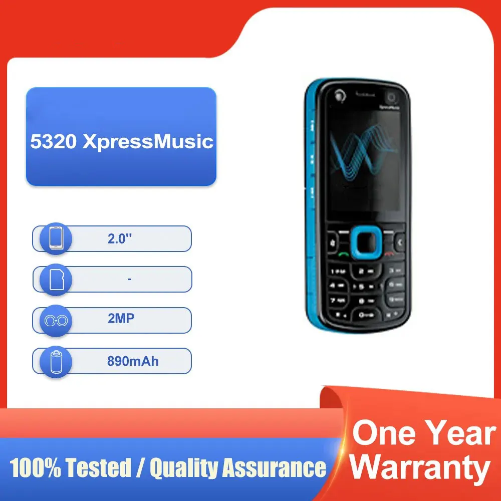 لوحة مفاتيح أصلية غير مقفلة 5320 XpressMusic بشريحة واحدة GSM 1800/1900 بلوتوث للهاتف المحمول متعددة اللغات مصنوعة في فنلندا