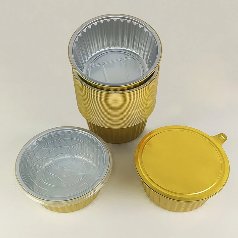 

1370ml Gold Foil Pans with Lids Heavy Duty Disposable Aluminum Trays Oven Safe Takeout Containers BBQ Baking Supplies 10pcs Pack