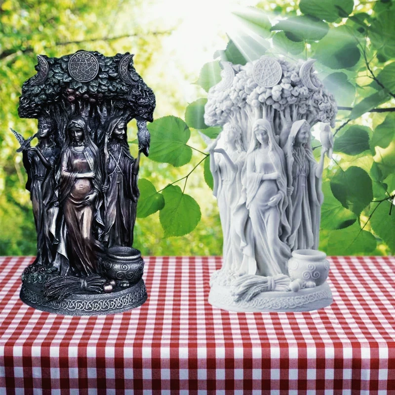 Resin Art Greek Goddess Statue Figurine Ancient Greek Religious Hecate Goddess Sculpture Miniatures Home Decor Craft