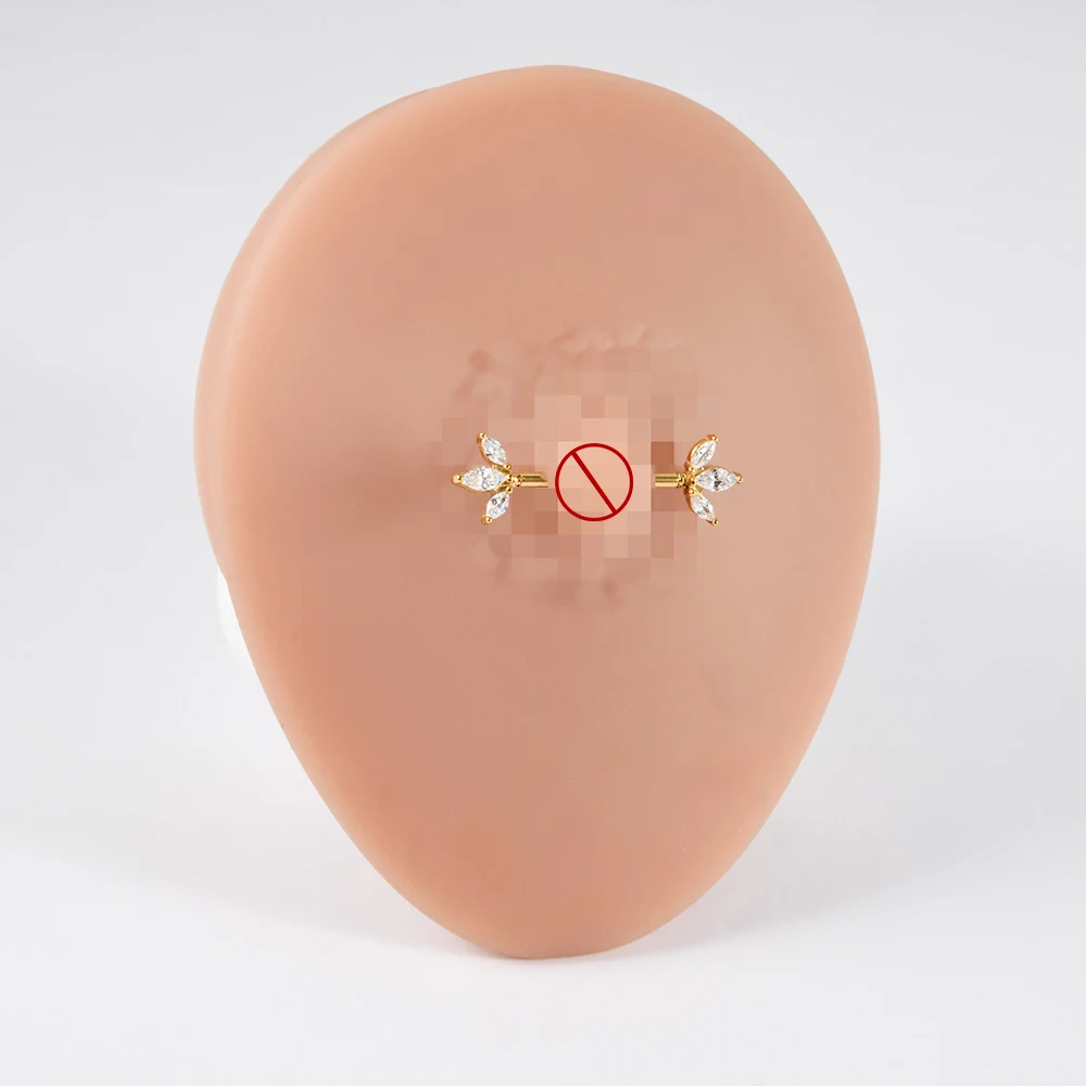 1PC Rvs Marquise Trapezium Zirconia Kroon Windmolen Interne Draad Rechte Staaf Tepel Schild Body Piercing Sieraden