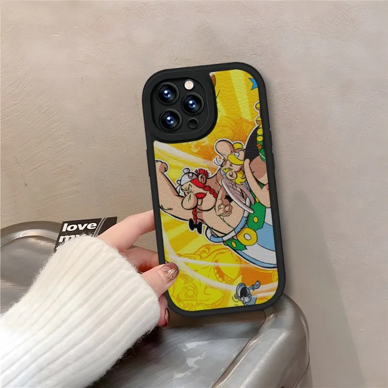 Asterix And Obelix Phone Case Black For IPhone 11 14 13 12 Pro Max Mini Xs X Xr 7 8 Plus SE2020 Leather Silicone Texture Coque