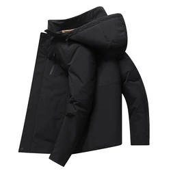 Business Casual 2024 Autumn Winter Men's Black Hooded Duck Down Jackets Outwear Hat&Liner Detachable Windproof Warm Puffer Coats