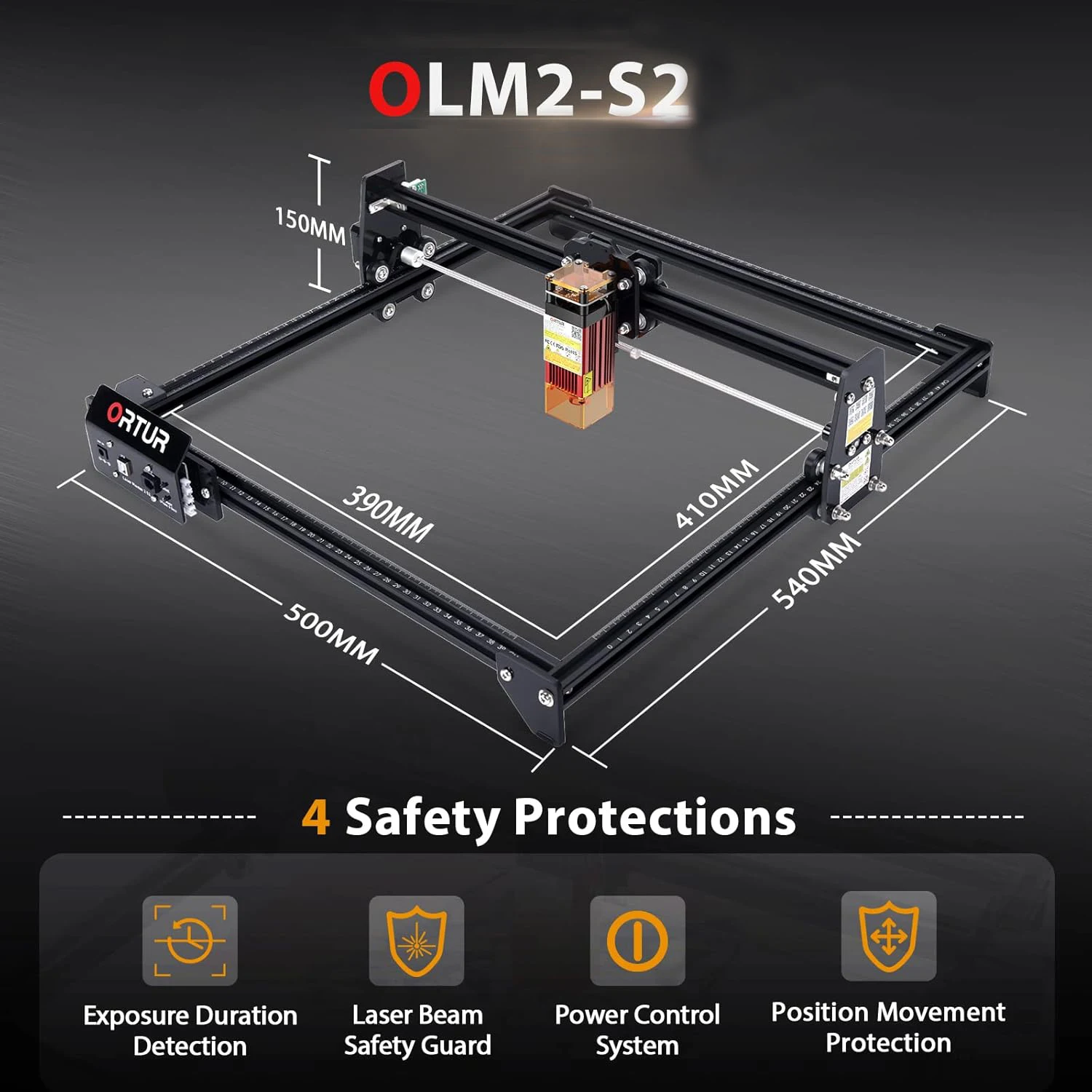 Ortur OLM2S2-LU2-4-SF 5W High Precision Desktop CNC Cutter Laser Engraving Machine for Wood Leather Paper