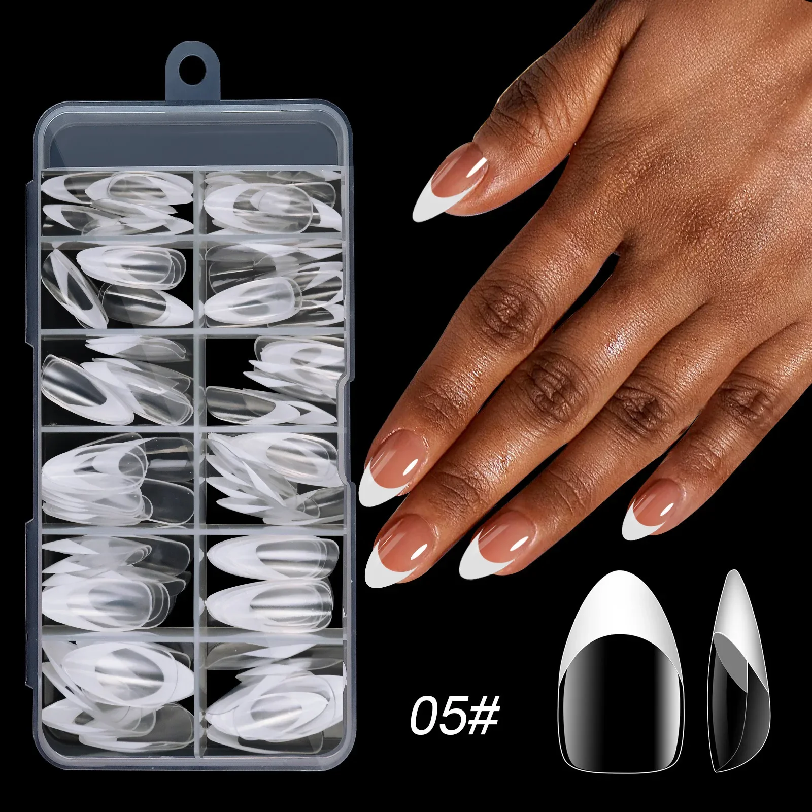 120pcs/Boxed Acrylic French False Nails Multicolor Square Almond Nail Tips Full Cover Removable Mixed Size Press On Nails