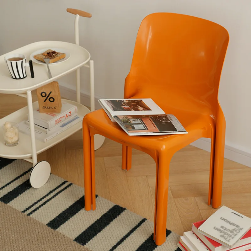 

Simple Nordic Dining Chair Stackable Plastic Backrest Home Meeting Chair Mid Century Design