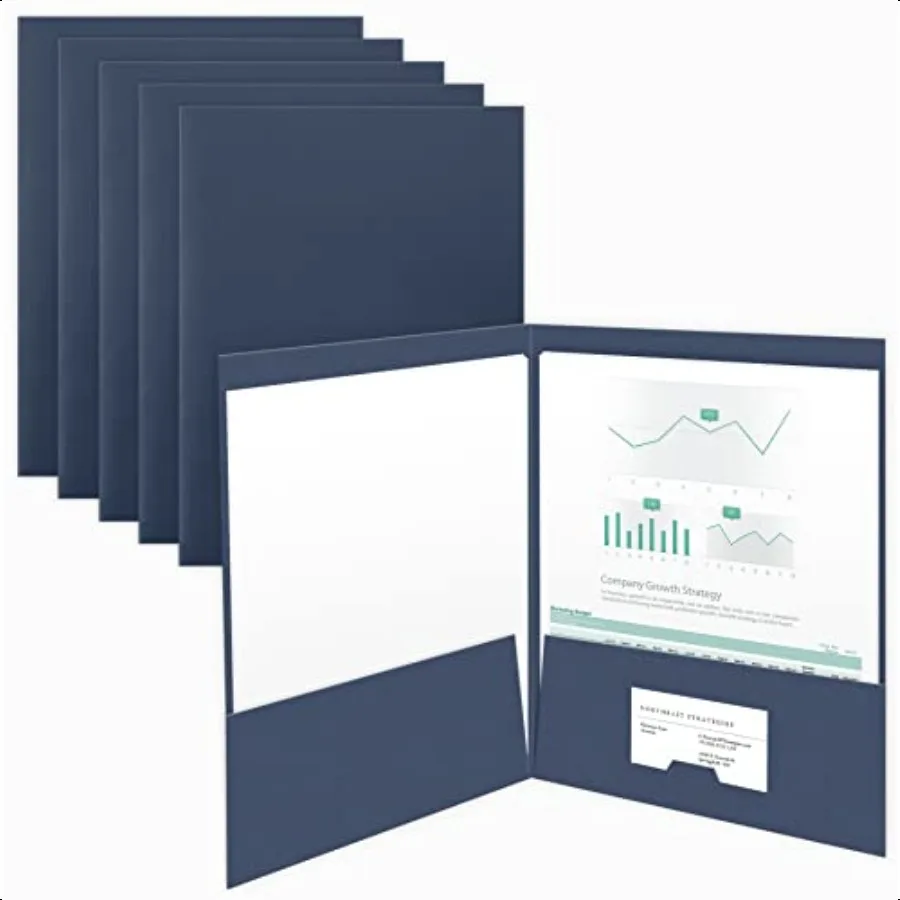 

25 Count Blue Two Pocket Presentation Folders Perfect for Sales Material Important Documents More 9 x 12