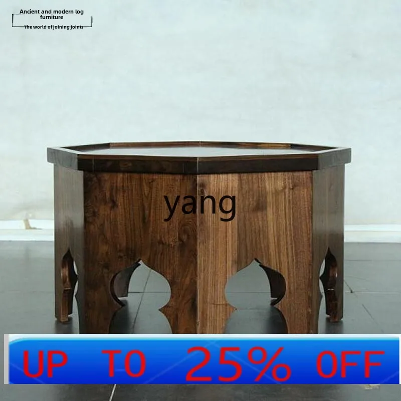 

LH solid wood star anise art edge few black walnut coffee table