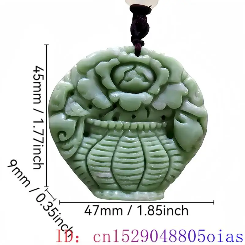 Green Natural Real Jade Flower Pendant Necklace Vintage Carved Jewelry Stone Gifts for Women Men Gift Amulet Charm Chinese