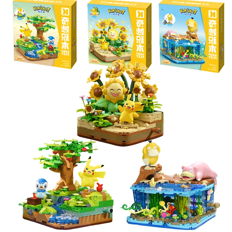 Figurine Pokemon Pet elfe Pikachu Psycanard Quaxly Slowpoke, modèle assemblé, blocs de construction Keeppley, jouets pour enfants, cadeaux de Festival
