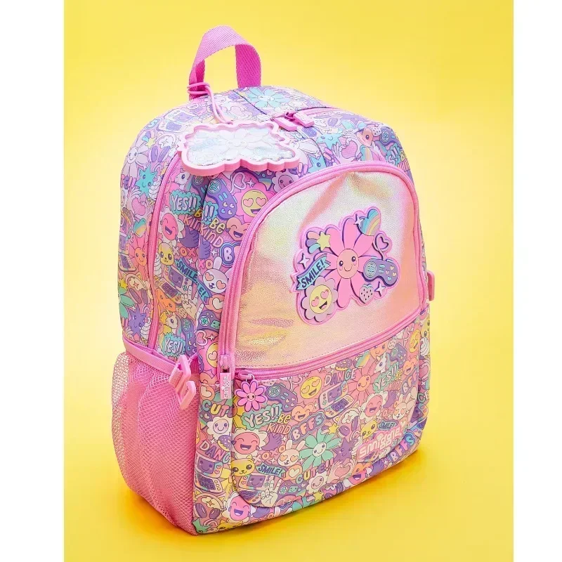 Genuine Australian Smiggle Pink Smiling Face Flower Backpack Children'S Backpack Student Outdoor Leisure Bag Straw Kettle