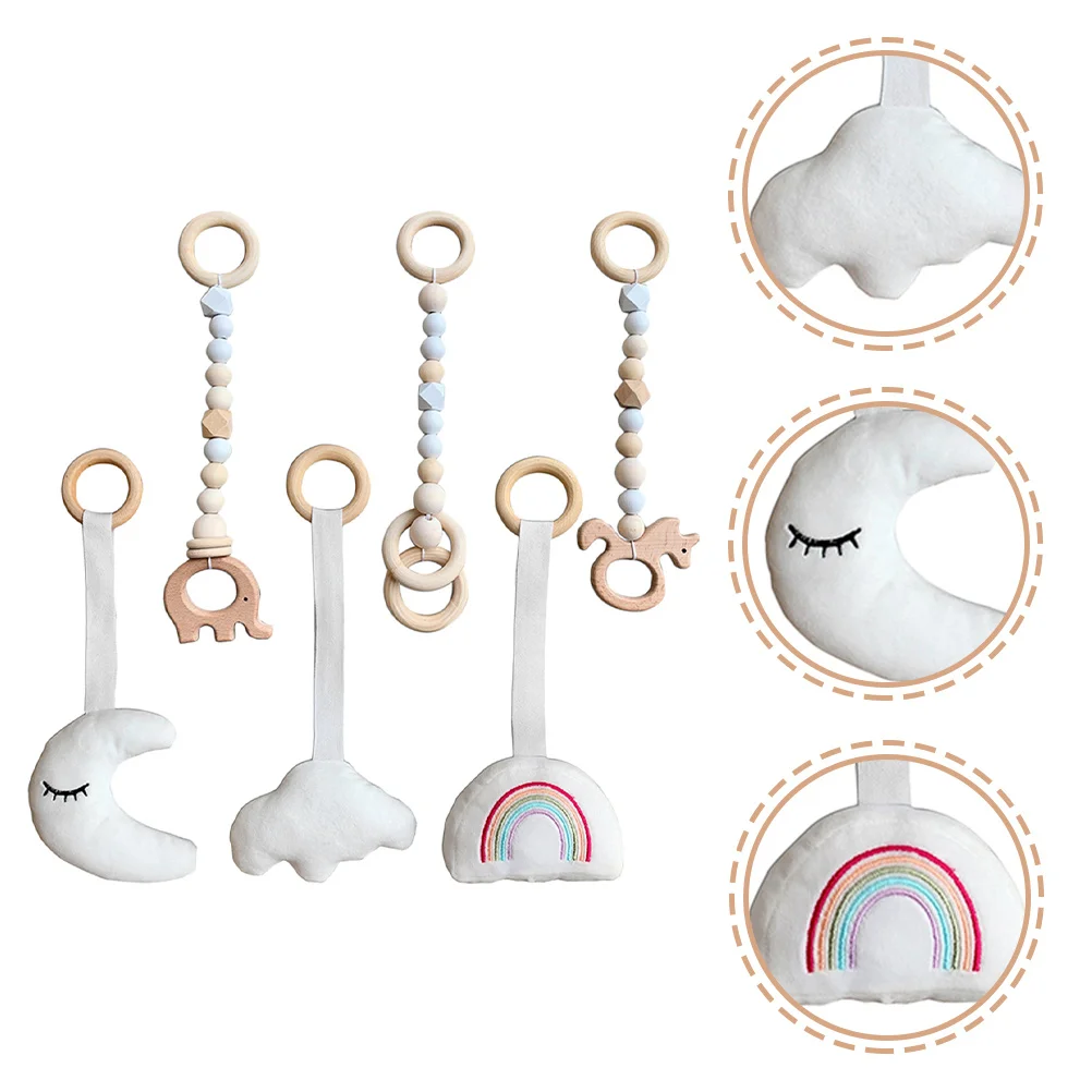 Accesorios sensoriales colgantes de madera, mordedor, anillos para cuna, desarrollo de Motor fino para recién nacidos de 0 a 6 meses, 6 uds.