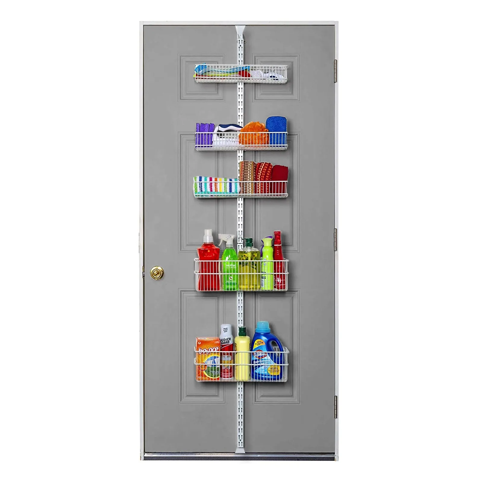 

5 Pack Steel Wire Storage Closet Organizers for Home and Pantry with Adjustable Shelves and Door Mounting Hardware