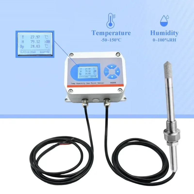 

HG808C SS Probe -50 to 150 Celsius Precise Stable rs485 4-20ma 0-5V 0-10V temperature and humidity transmitter