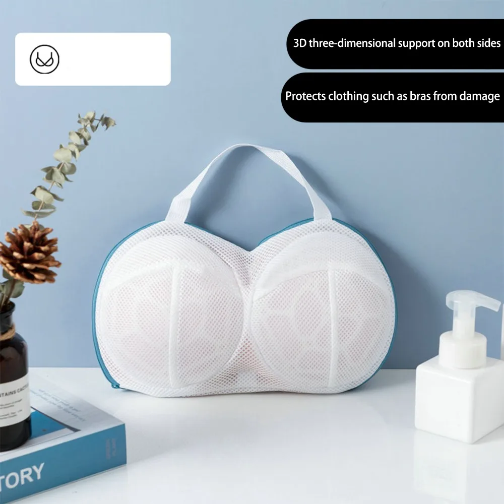 Anti-deformation Mesh Laundry Bag Drawstring Grey/Blue Lingerie Washing Bag Fine-hole Underwear Wash Bag Home Use