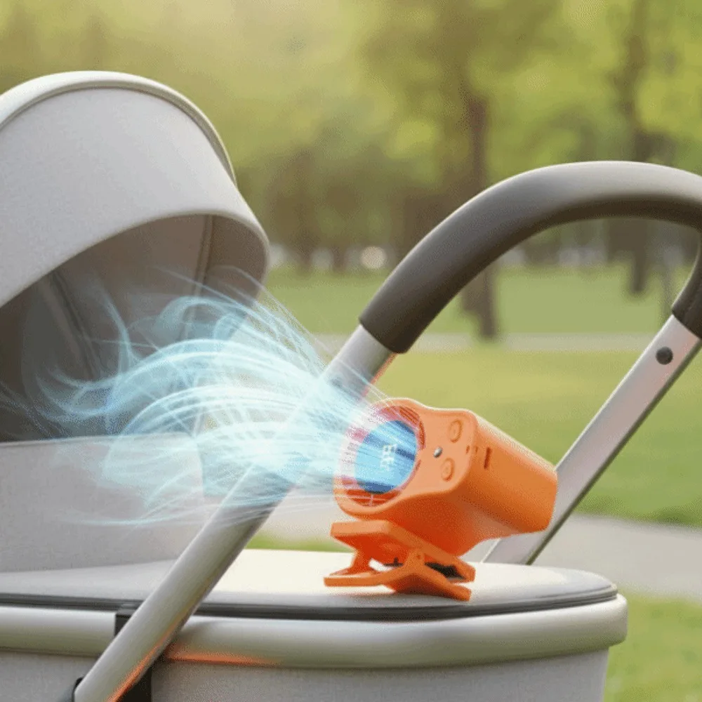 High Speed Waist Fan LED Display Rechargeable Clip on Fan Stepless Wind Brushless Motor Stroller Fan for 3.7V/1800mAh Golfing
